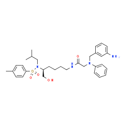 ChemSpider 2D Image | N~2~-(3-Aminobenzyl)-N-[(5S)-6-hydroxy-5-{isobutyl[(4-methylphenyl)sulfonyl]amino}hexyl]-N~2~-phenylglycinamide | C32H44N4O4S