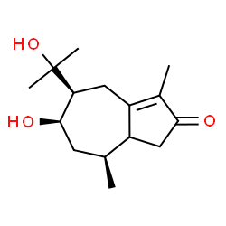 ChemSpider 2D Image | (5S,6R,8S)-6-Hydroxy-5-(2-hydroxy-2-propanyl)-3,8-dimethyl-4,5,6,7,8,8a-hexahydro-2(1H)-azulenone | C15H24O3