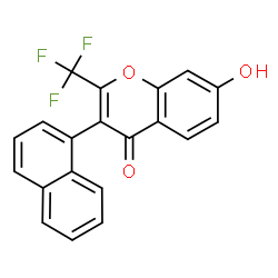 ChemSpider 2D Image | 7-Hydroxy-3-(1-naphthyl)-2-(trifluoromethyl)-4H-chromen-4-one | C20H11F3O3