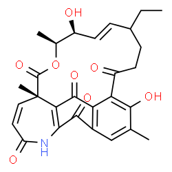 ChemSpider 2D Image | (10E,12S,13S,16S)-9-Ethyl-4,12-dihydroxy-3,13,16-trimethyl-14-oxa-20-azatetracyclo[19.3.1.0~5,24~.0~16,22~]pentacosa-1(24),2,4,10,17,21-hexaene-6,15,19,23,25-pentone | C28H29NO8