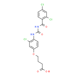 ChemSpider 2D Image | 4-{3-CHLORO-4-[3-(2,4-DICHLORO-BENZOYL)-UREIDO]-PHENOXY}-BUTYRIC ACID | C18H15Cl3N2O5