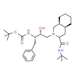 ChemSpider 2D Image | 2-Methyl-2-propanyl {(2S,3R)-3-hydroxy-4-[(4aS,8aS)-3-[(2-methyl-2-propanyl)carbamoyl]octahydro-2(1H)-isoquinolinyl]-1-phenyl-2-butanyl}carbamate | C29H47N3O4