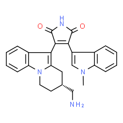 ChemSpider 2D Image | 3-[(8R)-8-(Aminomethyl)-6,7,8,9-tetrahydropyrido[1,2-a]indol-10-yl]-4-(1-methyl-1H-indol-3-yl)-1H-pyrrole-2,5-dione | C26H24N4O2