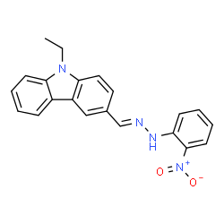 ChemSpider 2D Image | 9-Ethyl-3-{(E)-[(2-nitrophenyl)hydrazono]methyl}-9H-carbazole | C21H18N4O2
