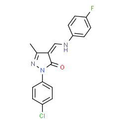 ChemSpider 2D Image | (4Z)-2-(4-Chlorophenyl)-4-{[(4-fluorophenyl)amino]methylene}-5-methyl-2,4-dihydro-3H-pyrazol-3-one | C17H13ClFN3O