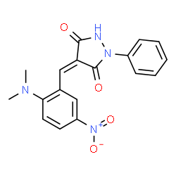 ChemSpider 2D Image | (4Z)-4-[2-(Dimethylamino)-5-nitrobenzylidene]-1-phenyl-3,5-pyrazolidinedione | C18H16N4O4