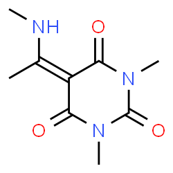 ChemSpider 2D Image | 1,3-Dimethyl-5-[1-(methylamino)ethylidene]-2,4,6(1H,3H,5H)-pyrimidinetrione | C9H13N3O3