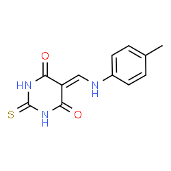 ChemSpider 2D Image | 5-{[(4-Methylphenyl)amino]methylene}-2-thioxodihydro-4,6(1H,5H)-pyrimidinedione | C12H11N3O2S