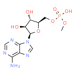ChemSpider 2D Image | 9-{5-O-[Hydroxy(methoxy)phosphoryl]-beta-D-arabinofuranosyl}-9H-purin-6-amine | C11H16N5O7P