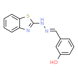 ChemSpider 2D Image | 3-[(E)-(1,3-Benzothiazol-2-ylhydrazono)methyl]phenol | C14H11N3OS