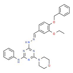 ChemSpider 2D Image | (E)-4-(2-(4-(benzyloxy)-3-ethoxybenzylidene)hydrazinyl)-6-morpholino-N-phenyl-1,3,5-triazin-2-amine | C29H31N7O3