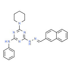 ChemSpider 2D Image | 4-[(2E)-2-(2-Naphthylmethylene)hydrazino]-N-phenyl-6-(1-piperidinyl)-1,3,5-triazin-2-amine | C25H25N7