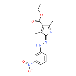 ChemSpider 2D Image | Ethyl (2E)-3,5-dimethyl-2-[(3-nitrophenyl)hydrazono]-2H-pyrrole-4-carboxylate | C15H16N4O4