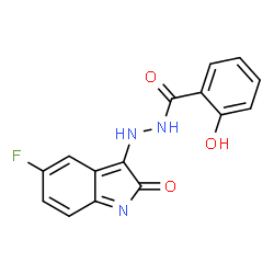 ChemSpider 2D Image | N'-(5-Fluoro-2-oxo-2H-indol-3-yl)-2-hydroxybenzohydrazide | C15H10FN3O3
