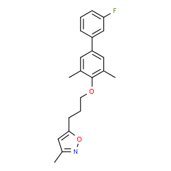 ChemSpider 2D Image | 5-{3-[(3'-Fluoro-3,5-dimethyl-4-biphenylyl)oxy]propyl}-3-methyl-1,2-oxazole | C21H22FNO2