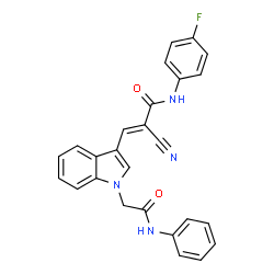 ChemSpider 2D Image | (2E)-3-[1-(2-Anilino-2-oxoethyl)-1H-indol-3-yl]-2-cyano-N-(4-fluorophenyl)acrylamide | C26H19FN4O2