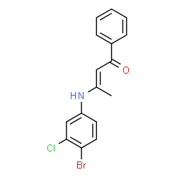 ChemSpider 2D Image | (2E)-3-[(4-Bromo-3-chlorophenyl)amino]-1-phenyl-2-buten-1-one | C16H13BrClNO
