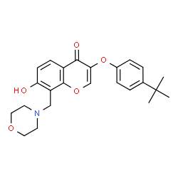 ChemSpider 2D Image | 7-Hydroxy-3-[4-(2-methyl-2-propanyl)phenoxy]-8-(4-morpholinylmethyl)-4H-chromen-4-one | C24H27NO5