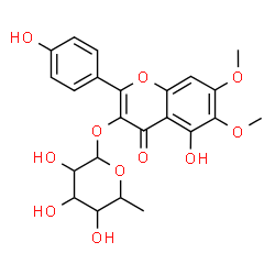 ChemSpider 2D Image | 5-Hydroxy-2-(4-hydroxyphenyl)-6,7-dimethoxy-4-oxo-4H-chromen-3-yl 6-deoxyhexopyranoside | C23H24O11