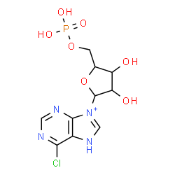 ChemSpider 2D Image | 6-Chloro-9-(5-O-phosphonopentofuranosyl)-7H-purin-9-ium | C10H13ClN4O7P