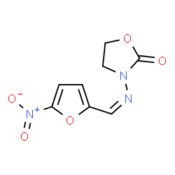 ChemSpider 2D Image | 3-{(Z)-[(5-Nitro-2-furyl)methylene]amino}-1,3-oxazolidin-2-one | C8H7N3O5