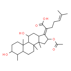 ChemSpider 2D Image | (17E)-16-Acetoxy-3,11-dihydroxy-4,8,14-trimethyl-18-norcholesta-17,24-dien-21-oic acid | C31H48O6