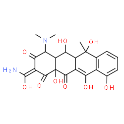 ChemSpider 2D Image | (2Z)-2-[Amino(hydroxy)methylene]-4-(dimethylamino)-5,6,10,11,12a-pentahydroxy-6-methyl-4a,5a,6,12a-tetrahydro-1,3,12(2H,4H,5H)-tetracenetrione | C22H24N2O9
