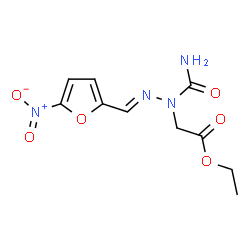 ChemSpider 2D Image | Ethyl {(2E)-1-carbamoyl-2-[(5-nitro-2-furyl)methylene]hydrazino}acetate | C10H12N4O6