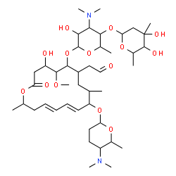 ChemSpider 2D Image | [(11E,13E)-6-({5-[(4,5-Dihydroxy-4,6-dimethyltetrahydro-2H-pyran-2-yl)oxy]-4-(dimethylamino)-3-hydroxy-6-methyltetrahydro-2H-pyran-2-yl}oxy)-10-{[5-(dimethylamino)-6-methyltetrahydro-2H-pyran-2-yl]oxy
}-4-hydroxy-5-methoxy-9,16-dimethyl-2-oxooxacyclohexadeca-11,13-dien-7-yl]acetaldehyde | C43H74N2O14