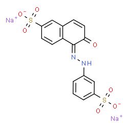 ChemSpider 2D Image | Disodium (5Z)-6-oxo-5-[(3-sulfonatophenyl)hydrazono]-5,6-dihydro-2-naphthalenesulfonate | C16H10N2Na2O7S2