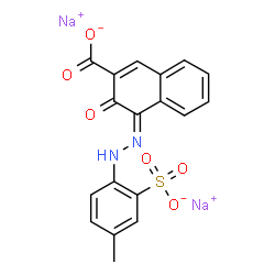 ChemSpider 2D Image | Disodium (4Z)-4-[(4-methyl-2-sulfonatophenyl)hydrazono]-3-oxo-3,4-dihydro-2-naphthalenecarboxylate | C18H12N2Na2O6S
