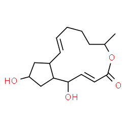 ChemSpider 2D Image | (2E,10E)-1,13-Dihydroxy-6-methyl-1,6,7,8,9,11a,12,13,14,14a-decahydro-4H-cyclopenta[f]oxacyclotridecin-4-one | C16H24O4
