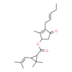 ChemSpider 2D Image | 2-Methyl-4-oxo-3-[(2E)-2-penten-1-yl]-2-cyclopenten-1-yl 2,2-dimethyl-3-(2-methyl-1-propen-1-yl)cyclopropanecarboxylate | C21H30O3