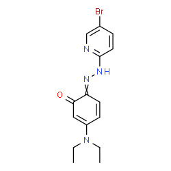 ChemSpider 2D Image | 6-[(5-Bromo-2-pyridinyl)hydrazono]-3-(diethylamino)-2,4-cyclohexadien-1-one | C15H17BrN4O