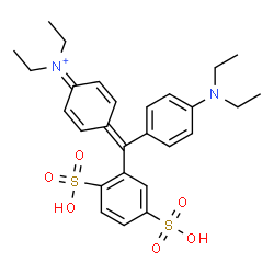 ChemSpider 2D Image | 4-{[4-(Diethylamino)phenyl](2,5-disulfophenyl)methylene}-N,N-diethyl-2,5-cyclohexadien-1-iminium | C27H33N2O6S2