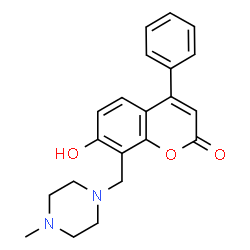 ChemSpider 2D Image | 7-Hydroxy-8-[(4-methyl-1-piperazinyl)methyl]-4-phenyl-2H-chromen-2-one | C21H22N2O3