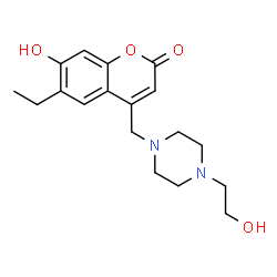ChemSpider 2D Image | 6-Ethyl-7-hydroxy-4-{[4-(2-hydroxyethyl)-1-piperazinyl]methyl}-2H-chromen-2-one | C18H24N2O4