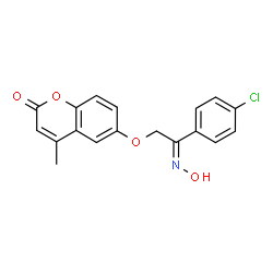 ChemSpider 2D Image | 6-{[(2E)-2-(4-Chlorophenyl)-2-(hydroxyimino)ethyl]oxy}-4-methyl-2H-chromen-2-one | C18H14ClNO4