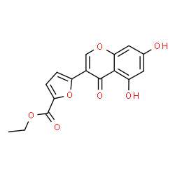 ChemSpider 2D Image | Ethyl 5-(5,7-dihydroxy-4-oxo-4H-chromen-3-yl)-2-furoate | C16H12O7