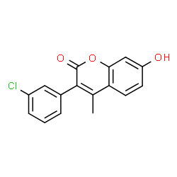 ChemSpider 2D Image | 3-(3-Chlorophenyl)-7-hydroxy-4-methyl-2H-chromen-2-one | C16H11ClO3