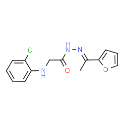 ChemSpider 2D Image | 2-[(2-Chlorophenyl)amino]-N'-[(1E)-1-(2-furyl)ethylidene]acetohydrazide | C14H14ClN3O2
