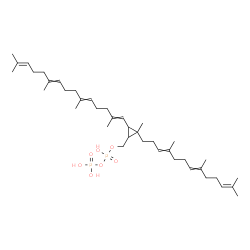 ChemSpider 2D Image | [2-Methyl-3-(2,6,10,14-tetramethyl-1,5,9,13-pentadecatetraen-1-yl)-2-(4,8,12-trimethyl-3,7,11-tridecatrien-1-yl)cyclopropyl]methyl trihydrogen diphosphate | C40H68O7P2