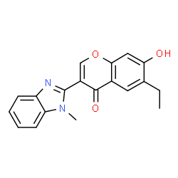 ChemSpider 2D Image | 6-Ethyl-7-hydroxy-3-(1-methyl-1H-benzoimidazol-2-yl)-chromen-4-one | C19H16N2O3
