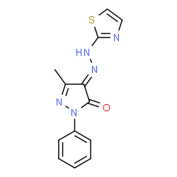 ChemSpider 2D Image | (4E)-5-Methyl-2-phenyl-4-(1,3-thiazol-2-ylhydrazono)-2,4-dihydro-3H-pyrazol-3-one | C13H11N5OS