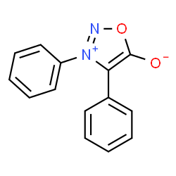 ChemSpider 2D Image | 3,4-Diphenyl-1,2,3-oxadiazol-3-ium-5-olate | C14H10N2O2