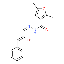 ChemSpider 2D Image | N'-[(1Z,2Z)-2-Bromo-3-phenyl-2-propen-1-ylidene]-2,5-dimethyl-3-furohydrazide | C16H15BrN2O2