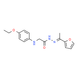 ChemSpider 2D Image | 2-[(4-Ethoxyphenyl)amino]-N'-[(1E)-1-(2-furyl)ethylidene]acetohydrazide | C16H19N3O3
