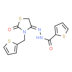 ChemSpider 2D Image | N'-[(4Z)-2-Oxo-3-(2-thienylmethyl)-1,3-thiazolidin-4-ylidene]-2-thiophenecarbohydrazide | C13H11N3O2S3