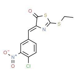 ChemSpider 2D Image | (4Z)-4-(4-Chloro-3-nitrobenzylidene)-2-(ethylsulfanyl)-1,3-thiazol-5(4H)-one | C12H9ClN2O3S2