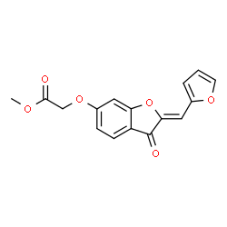 ChemSpider 2D Image | Methyl {[(2Z)-2-(2-furylmethylene)-3-oxo-2,3-dihydro-1-benzofuran-6-yl]oxy}acetate | C16H12O6